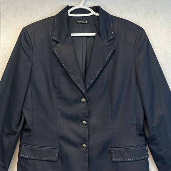 Tahari Jackets & Blazers - TAHARI Blazer Jacket Women's Size 14 Black Collared Three-Button Single-Breasted